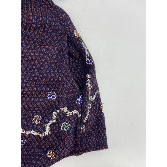 Free People Short Sleeve Embroidered Sequin Shirt Top Peasant Blouse Size XS - Picture 6 of 11